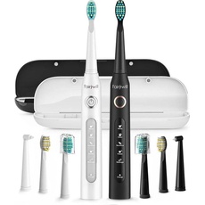 Fairywill, Elektrische Zahnbürste, Sonic toothbrushes with head set and case FW-507 (Black and white)