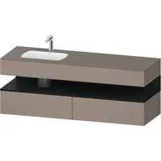 Duravit Qatego Einbauwaschtisch mit Konsolenwaschtischunterbau, 1600x550x600mm, Nische Eiche Schwarz, Becken links, QA4795016, Farbe: Basalt Matt