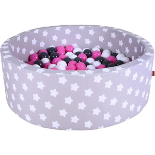 Knorrtoys Bällebad soft grey white stars inkl. 300 Bälle creme/grey/rose