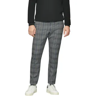 Chinohose S.OLIVER, Herren, Gr. 30, Länge 32, grau (grau check), Obermaterial: 97% Polyester, 3% Elasthan, kariert, regular fit knöchelfrei, Hosen Chinohose, mit Webstruktur