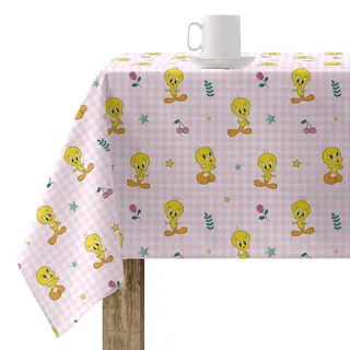 Belum Tischdecke, harzbeschichtet, 250 x 140 cm, fleckenabweisend, Modell Tweety 2, Rosa, Tischdecke ohne Wachstuch