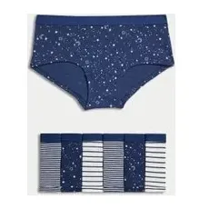 M&S Collection 7er-Pack Slips mit hohem Baumwollanteil und Sternen- und Streifenmuster (5-16 J.) - Navy Mix, Navy Mix, 8-9 Jahre