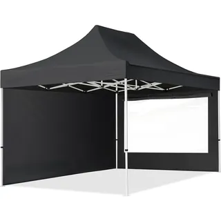 TOOLPORT Faltpavillon 3 x 4,5 m inkl. 2 Seitenteile Schwarz