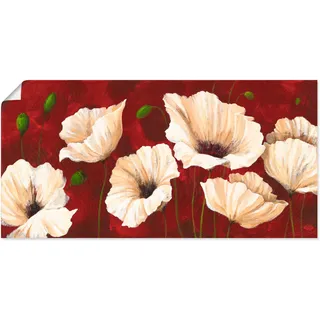 Artland Wandbild »Weiße Mohnblumen vor rot« Blumen 1 Stk. tlg. als Alubild, Outdoorbild, Leinwandbild, Poster, Wandaufkleber, rot
