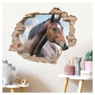 Little Deco 3D Wandtattoo Wandsticker Kinderzimmer Mädchen Pferd Horse Wanddeko Spielzimmer Kleinkind Wandaufkleber Schlafzimmer Wandbild selbstklebend DL627