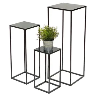 DanDiBo Ambiente DanDiBo Blumenhocker Metall Schwarz Eckig 3er Set Blumenständer Beistelltisch 434 Blumensäule Modern Pflanzenständer Pflanzenhocker