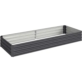 Outsunny Hochbeet aus Stahl, Pflanzkasten, Blumenkasten, Gemüsebeet für Balkon, Terrasse, Grau , Metall , 90.5x30x241 cm , Gartenzubehör, Hochbeete