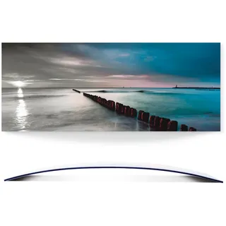 Artland Wandbild »Ostsee mit Sonnenaufgang s/w«, Gewässer, (1 St.), 3D Optik gebogen, blau