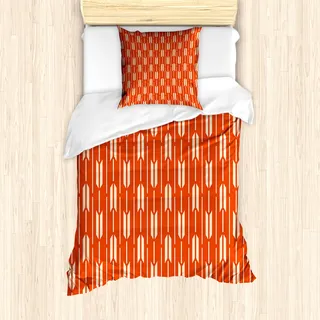 ABAKUHAUS Geometrisch Mantele, Pfeillinien, Milbensicher Allergiker geeignet mit Kissenbezügen, 135 cm x 200 cm - 80 x 80 cm, Vermilion Creme - Creme