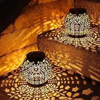 Solar Laterne für Außen, BrizLabs 2 Stück Balkon Solarlampe Draußen Gartenlaterne Hängend Solarleuchten Wasserdicht IP65 für Garten Gehweg Patio Terrasse Veranda Rasen Hof Weihnachten, Warmweiß