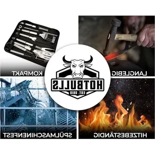 Grillset 10-teilig - Geschenkidee für Geburtstag - Grillzubehör - Grillreiniger - Grillkamm - Gummiklammer - Grillspatel - Geschenk für Männer - Schwarz