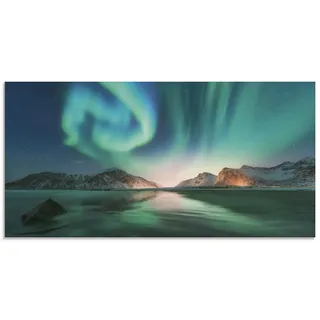 ARTland Wanddeko Glasbilder Wandbild Glas Bild 100x50 cm Landschaftsbilder Polarlicht Natur Berge T9SZ