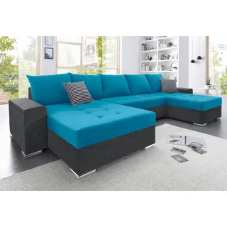 Collection AB Wohnlandschaft Kunstleder U-Form 2-Sitzer Blau