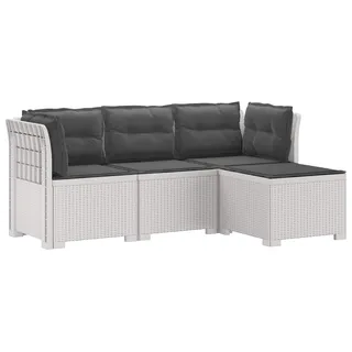 vidaXL 4-Sitzer Garten Sofa mit Kissen Rattan Look PP Weiß - Weiß