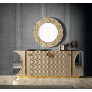 Sideboard mit Spiegel Beige Design JVmoebel - Beige