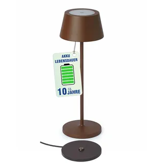 MAUL Akku Tischleuchte MAULnina | Tischlampe kabellos mit langlebigem Akku | Tischlampe aufladbar bis zu 10h Beleuchtung | Lampe dimmbar für Schreibtisch, Nachttisch & Outdoor | Braun