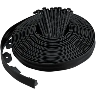 Relaxdays Rasenkante mit Erdanker, 20 m, zur Beeteinfassung & Wegumrandung, Flexibles Rasenband, Kunststoff, schwarz
