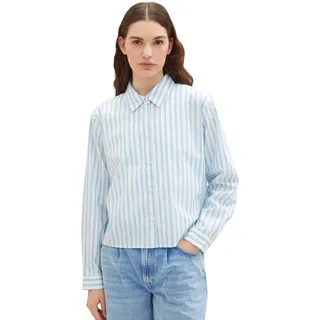 TOM TAILOR Denim Damen 1038121 Boxy Basic Hemd-Bluse, 33809-light Blue White Stripe, XL