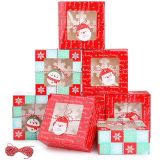 wordmouk 12 Stück Weihnachten Geschenkbox Weihnachtsplätzchen-Boxen Geschenk-Boxen Kuchen-Kästen Bäckerei treat Boxen Schokolade Pralinenschachtel für mit Tags birthday party thanksgiving weihnachten