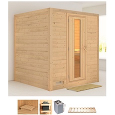 Bild Sauna »Menja«, (Set), 9-kW-Ofen mit integrierter Steuerung, beige