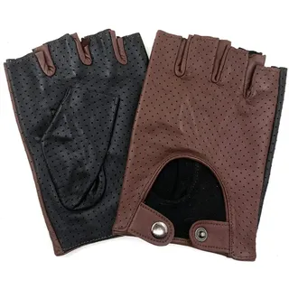 ZLUXURQ Herren-Lederhandschuhe Vollmaschige Fingerlose Halbfinger-Fahrhandschuhe