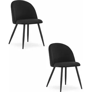 Esszimmer, Wohnzimmer, Bürostuhl BELLO 2 Stück Samt schwarz / Beine schwarz - Schwarz