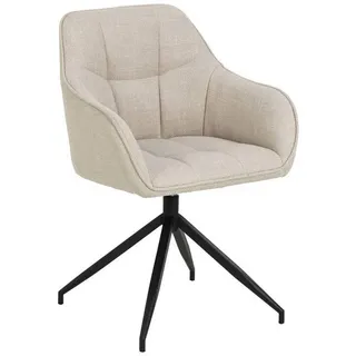 Mid.you Armlehnstuhl , Beige , Textil , rund , 58x84.5x54.5 cm , Sitzfläche 360° drehbar , Esszimmer, Stühle, Polsterstühle