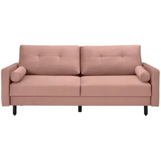 Carryhome Schlafsofa , Rosa , Holz , Buche , massiv , Füllung: Schaumstoff, Silikon,Schaumstoff, Silikon , 220x95x98 cm , Liegefunktion, Rücken echt , Wohnzimmer, Sofas & Couches, Schlafsofas, Sonstige Schlafsofas