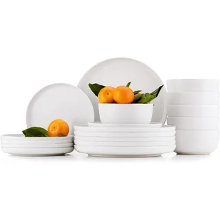 Konsimo Tafelservice VICTO Geschirrset Speiseteller Dessertteller Schale 6 Personen (18-tlg.) "VICTO", Weiß, Keramik, Loft, 20/27/14.5cm - Weiß