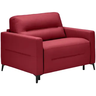 Novel Schlafsessel , Rot , Metall , Echtleder , Rindleder , Uni , 115x89x97 cm , Liegefunktion , Wohnzimmer, Sofas & Couches, Schlafsofas, Schlafsessel