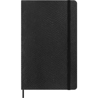 Moleskine Precious & Ethical Notizbuch, mit einer Geschenkbox, veganen Einband mit Python-Effekt, Klettverschluss, Großformat 13 x 21 cm, Farbe Schwarz