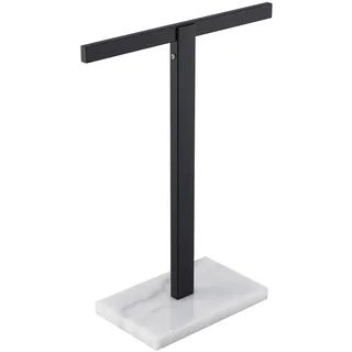 KOKOSIRI THS0002-SM-BK Handtuchhalter mit Marmorsockel für Badezimmer, Küche, Waschtisch, Arbeitsplatte, Edelstahl, 39 cm hoch, Schwarz