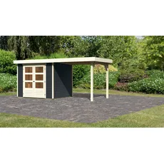 Karibu Gartenhaus »Arnis«, (Set), mit Anbaudach 2,40 m Breite, grau