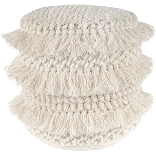 Kayoom Pouf »Bohist 325 35cm x 35cm, Strukturen mit Fransen und Quasten« 1 Stk. tlg. handgefertigt, Unikat, sehr gut kombinierbar, vielfältig im Einsatz, beige