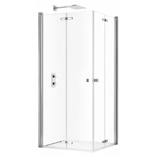 SAT SK Duschkabine 90x90 cm Eckeinstieg Easy Clean Oberfläche Chromrahmen, Klarglas - Silber, Transparent