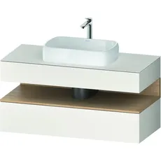 Duravit Qatego Konsolenwaschtischunterbau, 1 Auszug, 1 Schubkasten, Ausschnitt mittig, 1200x550x600mm, Nische Eiche Natur, QA4732030, Farbe: Weiß Supermatt