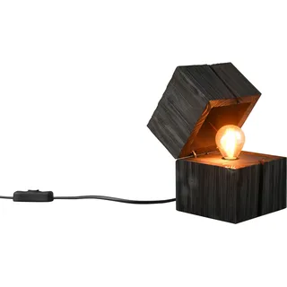 TRIO LEUCHTEN Schreibtischlampe "TREASURE, Deko Tischleuchte Schatzkiste inkl 1xE14 LED 225 Lumen 2700K", schwarz, 1, H: 16cm, 1 Stk., Leuchten, Licht startet bei öffnen der Box, Schnurschalter, Naturholz Tischlampe, Schreibtischlampe