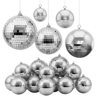 Vevor Spiegelkugel Discokugel 80/100/150/200/300mm 17er-Pack Aufhängering, für Party- | Heimdekoration DJ Tanzclub, Equipment für Lichteffekte & Partybeleuchtung, 360°-Reflexion, Wiederverwendbar