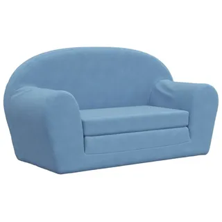 vidaXL Kinder-Schlafsofa 2-Sitzer Blau Weicher Plüsch - Blau