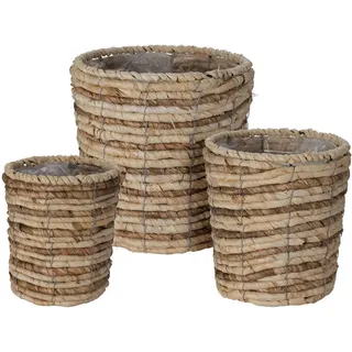 Mobili Rebecca Pflanzkörbe Set, 3-teilig Braun 25/25/25 cm , Naturmaterialen , Zylindrisch , 25 cm , Dekoration, Blumen & Blumentöpfe, Übertöpfe