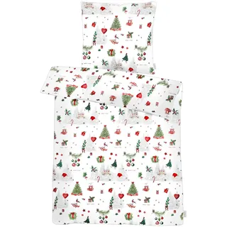 APELT Max Flanell Winterwelt Rot 135 x 200 cm + 80 x 80 cm