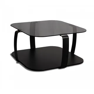 M2 Kollektion Montana 2 - Couchtisch 75x40x75cm | Glas, Bodenplatte MDF Dekor schwarz, Gestell schwarz