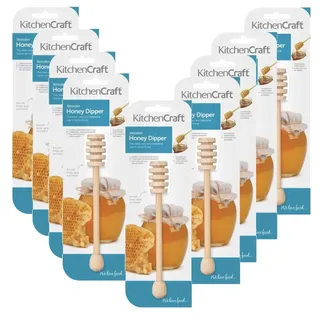 KitchenCraft Honiglöffel oder Honigstäbchen of Holz Natur, 16 cm - Braun