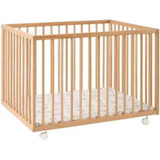 My Baby Lou Laufgitter , Naturfarben , Holz, Kunststoff , Buche , Hartholz , 75x68x100 cm , gepolsterter Boden, höhenverstellbar, schadstoffgeprüft , Babymöbel & Kindermöbel, Babyzimmer, Laufgitter