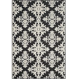 SAFAVIEH Traditionell Teppich für Wohnzimmer, Esszimmer, Schlafzimmer - Cottage Collection, Kurzer Flor, Schwarz und Creme, 244 X 340 cm