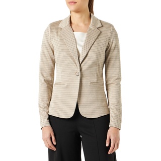 ICHI IHKATE Damen Blazer Kurzblazer Jacke mit Stretch und Reverskragen, Größe:M, Farbe:Sandshell (130907)