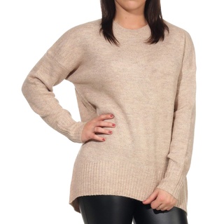 ONLY Damen Warmer Strick Pullover | Langarm Rundhals Knitted Sweater | Lockerer Stretch Jumper ONLNANJING, Farben:Hellbraun, Größe:XL