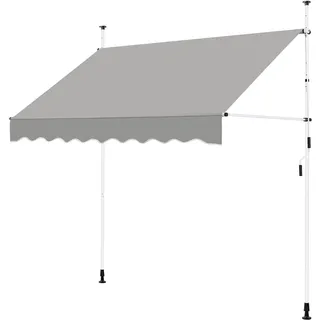 Yaheetech Klemmmarkise 250cm Breit, Balkonmarkise mit Handkurbel ohne Bohren, UV-beständig & Höhenverstellbar (210-300cm) Markise, Wasserabweisend & Sonnenschutz Markise Balkon, Hellgrau