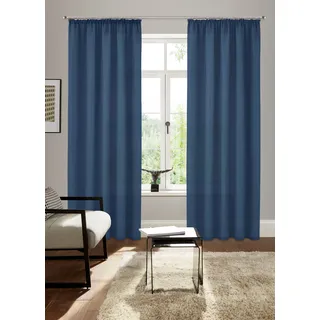 Vorhang BRUNO BANANI "Lagan" Gr. 4, blau (dunkelblau), B:140cm H:245cm, Polyester, Polyester, Gardinen, Vorhang, 2-er Set, gewebt, Microfaser, versch. Größen, einfarbig, Bestseller