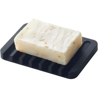 Ibenzoa® Seifenablage aus schwarzem Silikon, 11,5×8×1 cm – kompakte Seifenschale, hält Seife trocken, schützt Waschbecken, minimalistisches Design - Schwarz